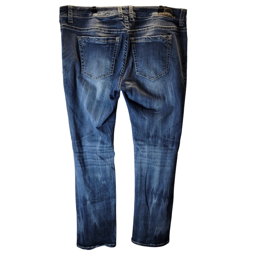 Buckle Black Womens Jeans Curvy 36x32 36W Distressed‎ Whiskers Straight Grunge